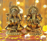 Laxmi Ganesha Idol - White Metal