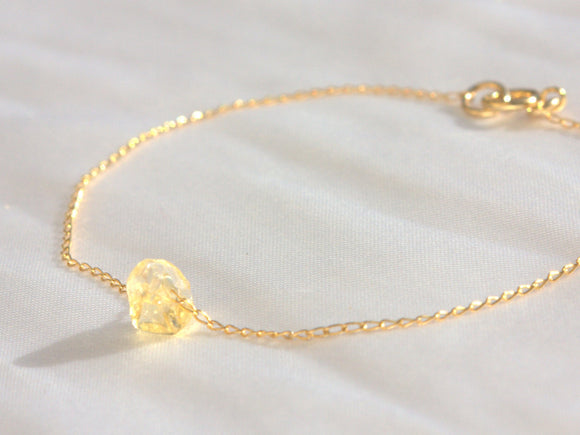 Original Natural Citrine Crystal Bracelet 14k Gold fill Chain for Abundance