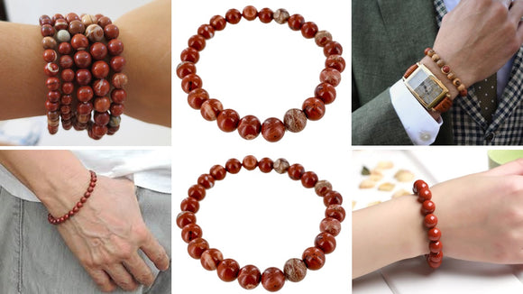 Couple Gifts: 2 Original Red Jasper Crystal His and Her Bracelet